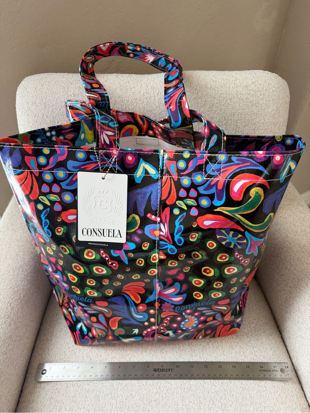 Consuela Black Multicolor Floral Tote